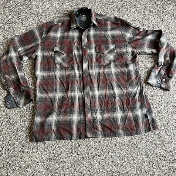 Kuhl Lowdown Flannel Shirt Pearl Snap Western Plaid Midweight Longsleeve XXL NEW - Picture 1 of 6